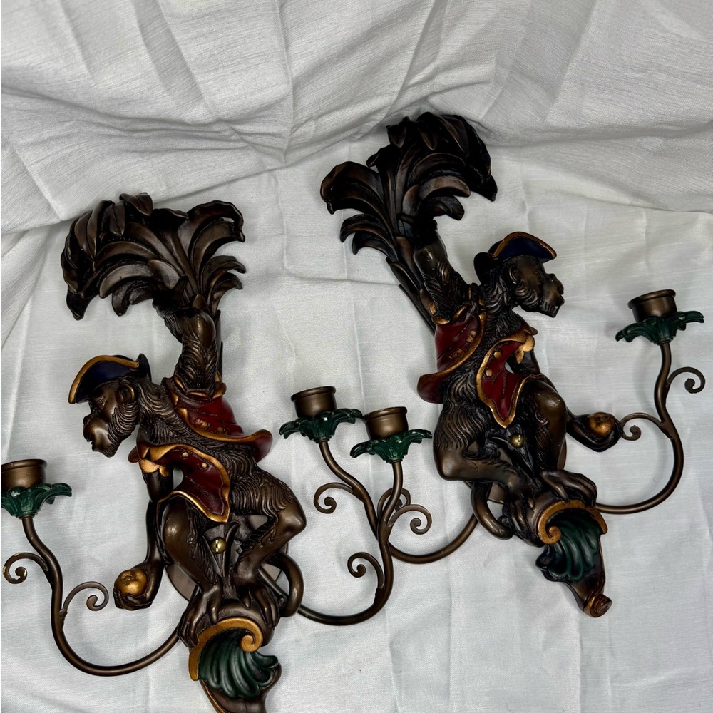 Vintage Monkey Wall Sconce Light Fixtures (pair).  2 pcs hand made in Florence